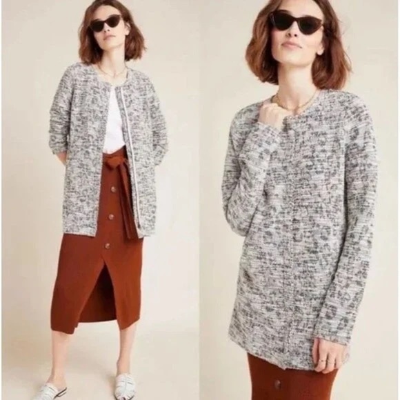 Dolan Left Coast Anthropologie Tweed Jacket Coat Pockets Full Zip Size XS - Picture 2 of 10